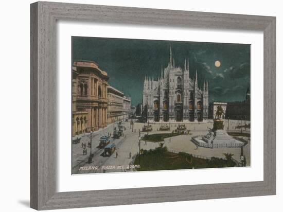 Piazza Del Duomo, Milan. Postcard Sent in 1913-Italian Photographer-Framed Giclee Print