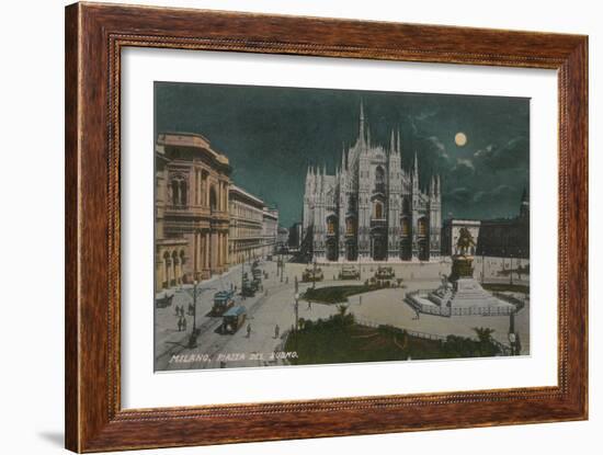 Piazza Del Duomo, Milan. Postcard Sent in 1913-Italian Photographer-Framed Giclee Print