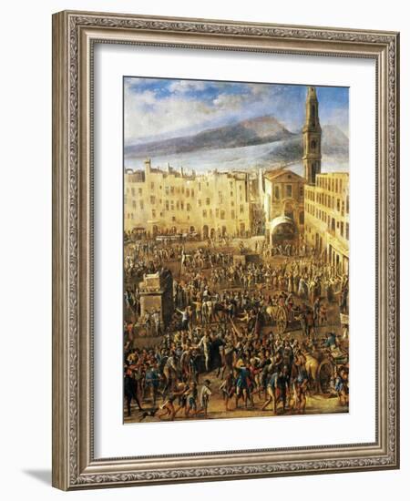 Piazza Del Mercato in Naples, Detail from the Revolt of Masaniello-Domenico Gargiulo-Framed Giclee Print