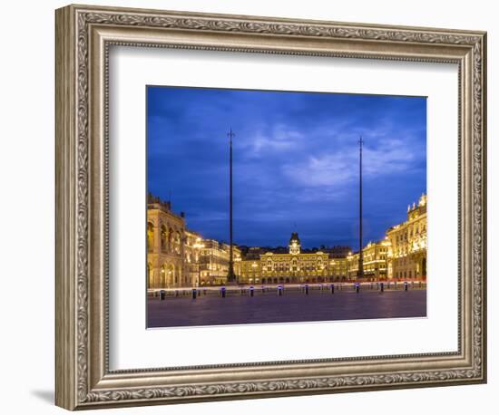 Piazza dell'Unita d'Italia in Trieste at blue hour-enricocacciafotografie-Framed Photographic Print