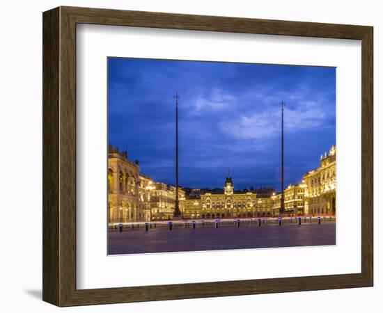 Piazza dell'Unita d'Italia in Trieste at blue hour-enricocacciafotografie-Framed Photographic Print