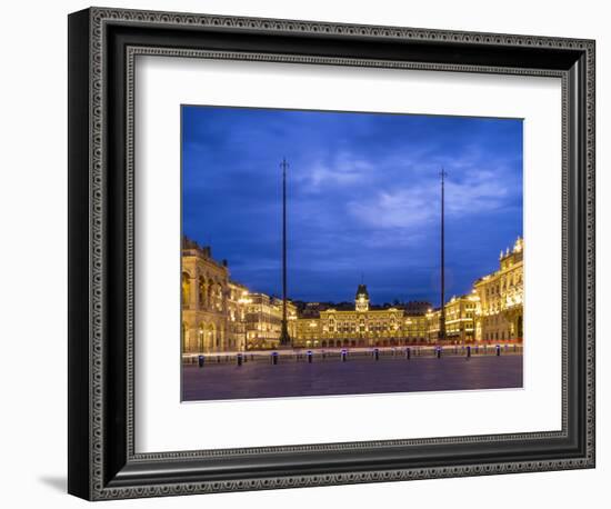 Piazza dell'Unita d'Italia in Trieste at blue hour-enricocacciafotografie-Framed Photographic Print