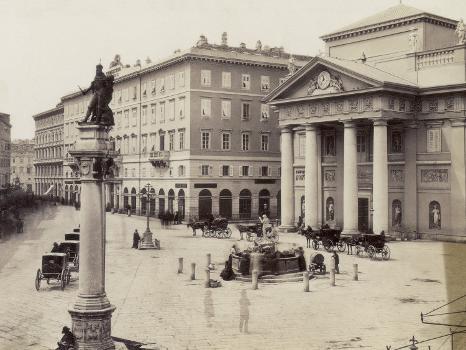 Piazza Della Borsa, in Trieste, Italy, with the Palazzo Della Borsa  Vecchia' Photographic Print - Giuseppe Wulz | Art.com