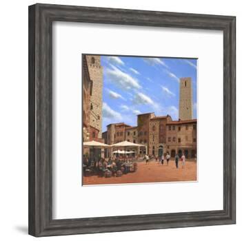 Piazza Della Cisterna San Gimignano Tuscany-Richard Harpum-Framed Art Print