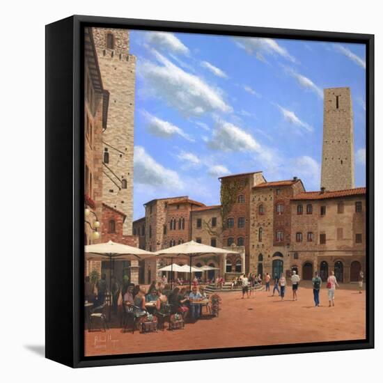 Piazza Della Cisterna San Gimignano Tuscany-Richard Harpum-Framed Stretched Canvas