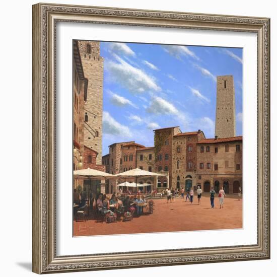 Piazza Della Cisterna San Gimignano Tuscany-Richard Harpum-Framed Art Print