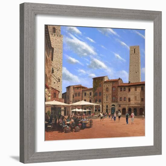 Piazza Della Cisterna San Gimignano Tuscany-Richard Harpum-Framed Art Print