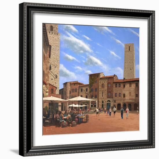 Piazza Della Cisterna San Gimignano Tuscany-Richard Harpum-Framed Art Print