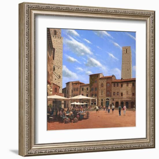 Piazza Della Cisterna San Gimignano Tuscany-Richard Harpum-Framed Art Print