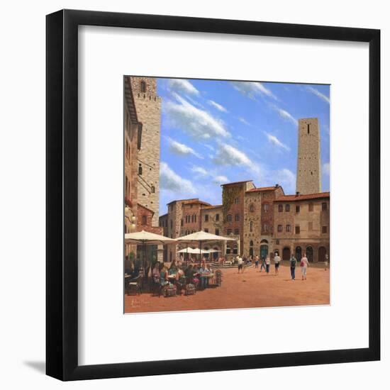 Piazza Della Cisterna San Gimignano Tuscany-Richard Harpum-Framed Art Print