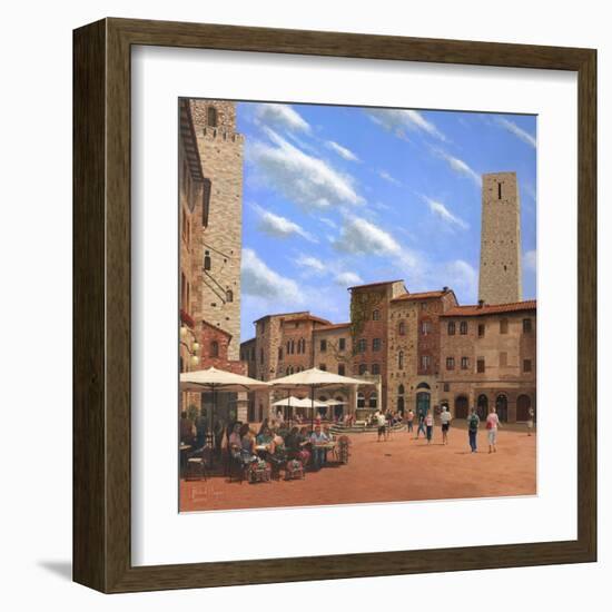 Piazza Della Cisterna San Gimignano Tuscany-Richard Harpum-Framed Art Print