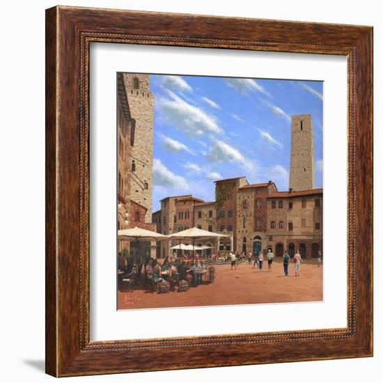 Piazza Della Cisterna San Gimignano Tuscany-Richard Harpum-Framed Art Print