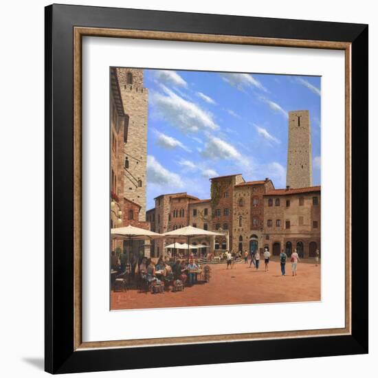 Piazza Della Cisterna San Gimignano Tuscany-Richard Harpum-Framed Art Print