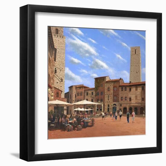 Piazza Della Cisterna San Gimignano Tuscany-Richard Harpum-Framed Art Print