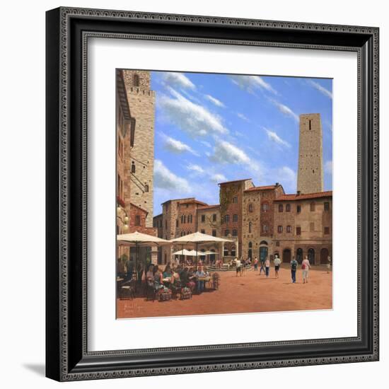 Piazza Della Cisterna San Gimignano Tuscany-Richard Harpum-Framed Art Print