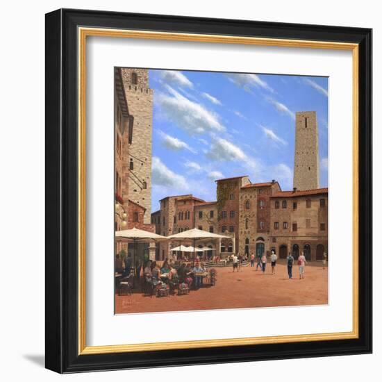 Piazza Della Cisterna San Gimignano Tuscany-Richard Harpum-Framed Art Print