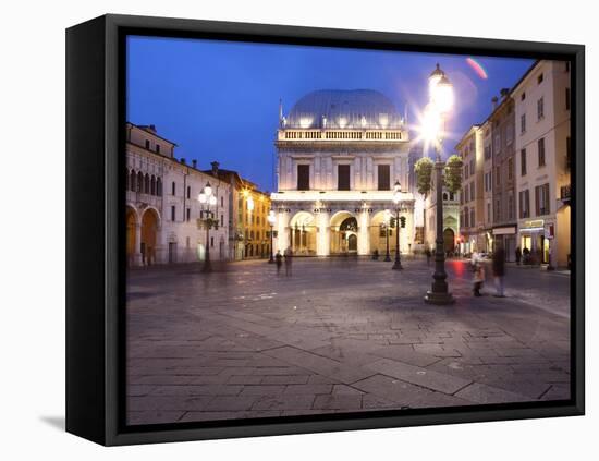 Piazza della Loggia at Dusk, Brescia, Lombardy, Italy, Europe-Vincenzo Lombardo-Framed Premier Image Canvas