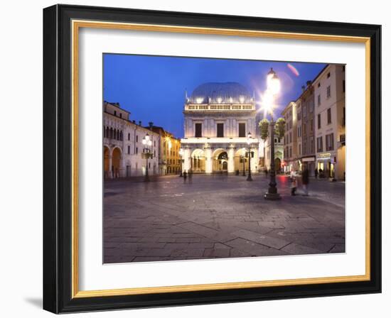 Piazza della Loggia at Dusk, Brescia, Lombardy, Italy, Europe-Vincenzo Lombardo-Framed Photographic Print