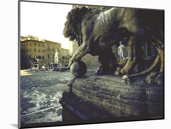 Piazza Della Signoria, Forum of the Renaissance in Florence-Gjon Mili-Mounted Photographic Print