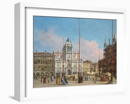 Piazza Di San Marco Looking Towards the Clock Tower-Francesco Guardi-Framed Giclee Print