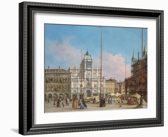 Piazza Di San Marco Looking Towards the Clock Tower-Francesco Guardi-Framed Giclee Print