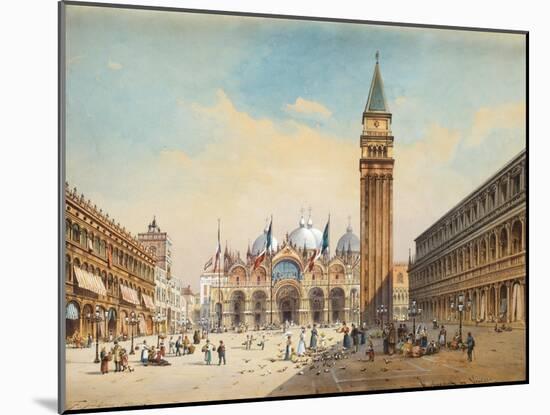 Piazza Di San Marco, Venice-Friedrich Perlberg-Mounted Giclee Print