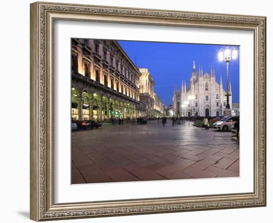 Piazza Duomo at Dusk, Milan, Lombardy, Italy, Europe-Vincenzo Lombardo-Framed Photographic Print