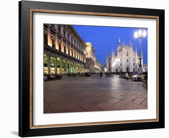 Piazza Duomo at Dusk, Milan, Lombardy, Italy, Europe-Vincenzo Lombardo-Framed Photographic Print