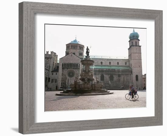Piazza Duomo, with the Statue of Neptune, Trento, Trentino, Italy-Michael Newton-Framed Photographic Print