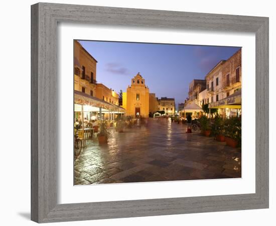 Piazza Matrice at Dusk, Trapani, Favignana Island, Sicily, Italy, Europe-Vincenzo Lombardo-Framed Photographic Print