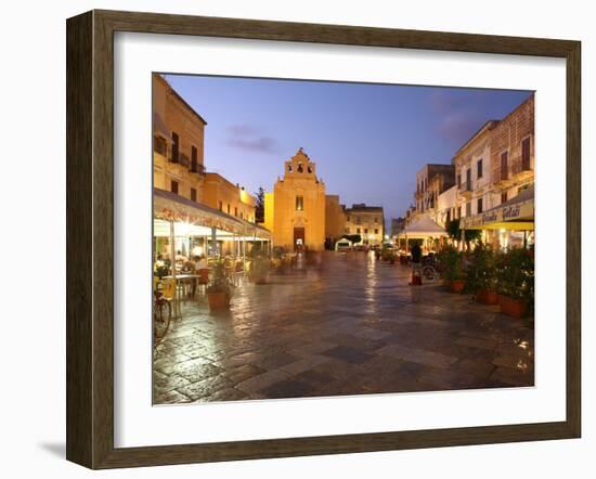 Piazza Matrice at Dusk, Trapani, Favignana Island, Sicily, Italy, Europe-Vincenzo Lombardo-Framed Photographic Print