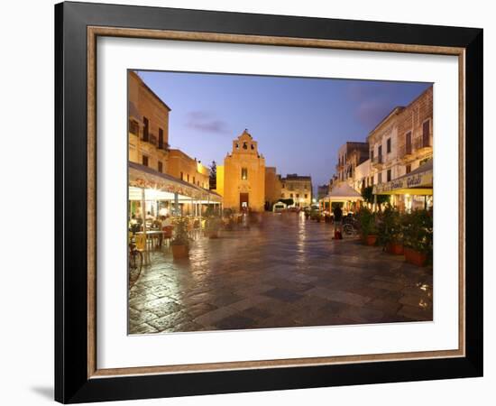 Piazza Matrice at Dusk, Trapani, Favignana Island, Sicily, Italy, Europe-Vincenzo Lombardo-Framed Photographic Print