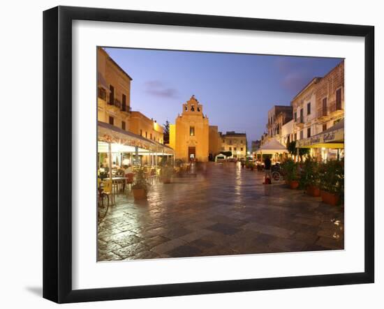 Piazza Matrice at Dusk, Trapani, Favignana Island, Sicily, Italy, Europe-Vincenzo Lombardo-Framed Photographic Print