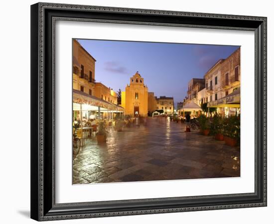 Piazza Matrice at Dusk, Trapani, Favignana Island, Sicily, Italy, Europe-Vincenzo Lombardo-Framed Photographic Print