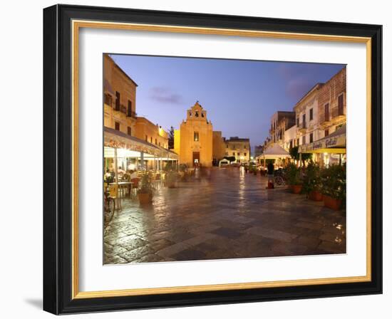 Piazza Matrice at Dusk, Trapani, Favignana Island, Sicily, Italy, Europe-Vincenzo Lombardo-Framed Photographic Print