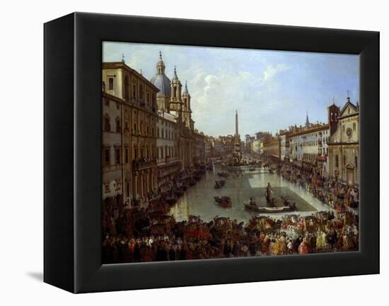Piazza Navona in Rome Set under Water-Giovanni Paolo Pannini-Framed Premier Image Canvas