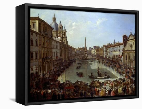 Piazza Navona in Rome Set under Water-Giovanni Paolo Pannini-Framed Premier Image Canvas