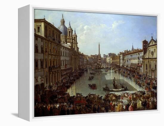 Piazza Navona in Rome Set under Water-Giovanni Paolo Pannini-Framed Premier Image Canvas