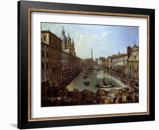 Piazza Navona in Rome Set under Water-Giovanni Paolo Pannini-Framed Giclee Print