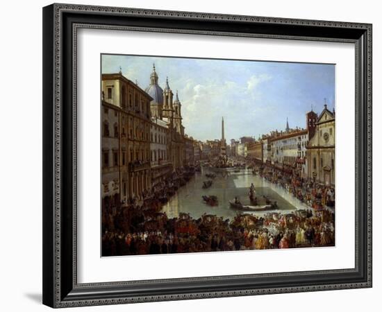 Piazza Navona in Rome Set under Water-Giovanni Paolo Pannini-Framed Giclee Print