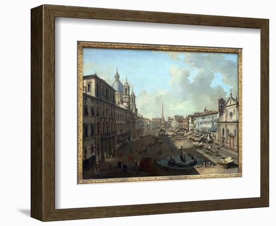 Piazza Navona (Piazza Navona) in Rome with the Fountain of Neptune in the Foreground, Oil Painting-Giovanni Paolo Pannini or Panini-Framed Giclee Print