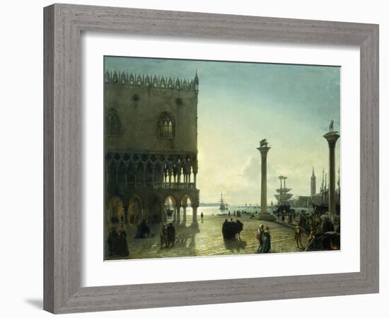 Piazza San Marco at Night-Friedrich Nerly Nehrlich-Framed Giclee Print