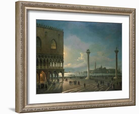 Piazza San Marco by Moonlight, Venice-Giovanni Grubacs-Framed Giclee Print