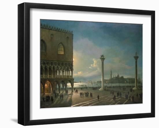 Piazza San Marco by Moonlight, Venice-Giovanni Grubacs-Framed Giclee Print