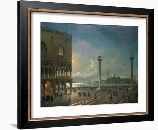 Piazza San Marco by Moonlight, Venice-Giovanni Grubacs-Framed Giclee Print