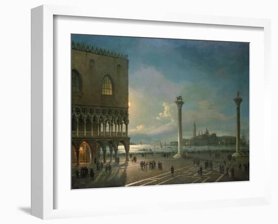 Piazza San Marco by Moonlight, Venice-Giovanni Grubacs-Framed Giclee Print