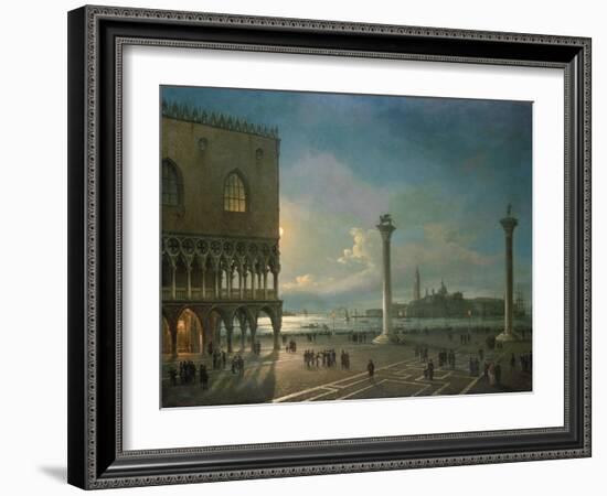 Piazza San Marco by Moonlight, Venice-Giovanni Grubacs-Framed Giclee Print