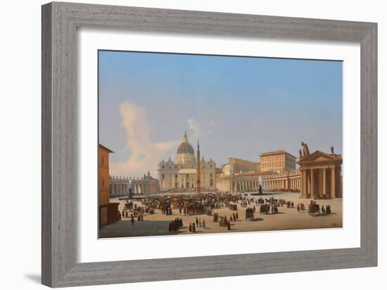 Piazza San Pietro, Roma (Oil on Canvas)-Ippolito Caffi-Framed Giclee Print