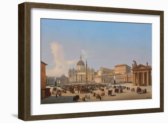 Piazza San Pietro, Roma (Oil on Canvas)-Ippolito Caffi-Framed Giclee Print