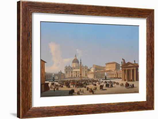 Piazza San Pietro, Roma (Oil on Canvas)-Ippolito Caffi-Framed Giclee Print